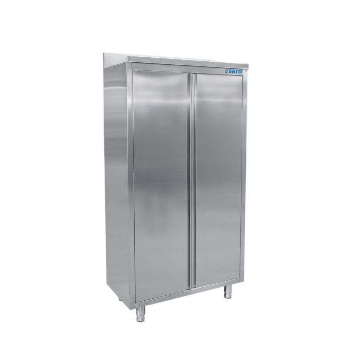 SARO Edelstahlhochschrank mit 3 Böden und 2 Schiebetüren, 1000mm-1