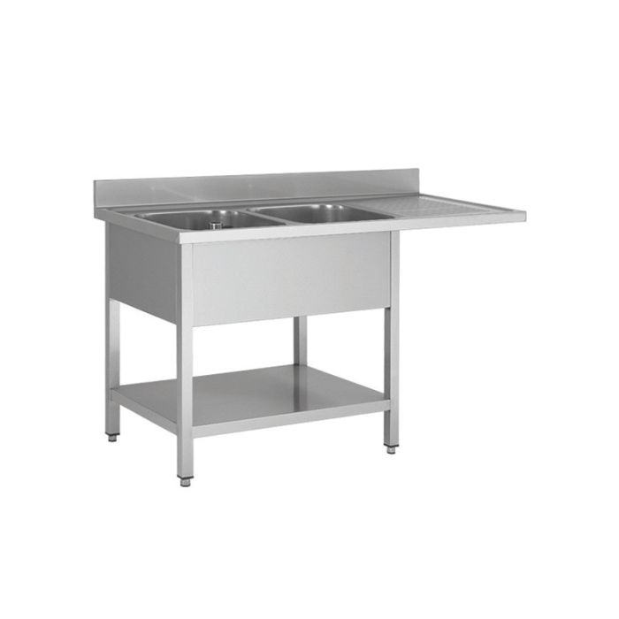 Spülcenter aus Edelstahl, zwei Becken links, 160 x 60-1