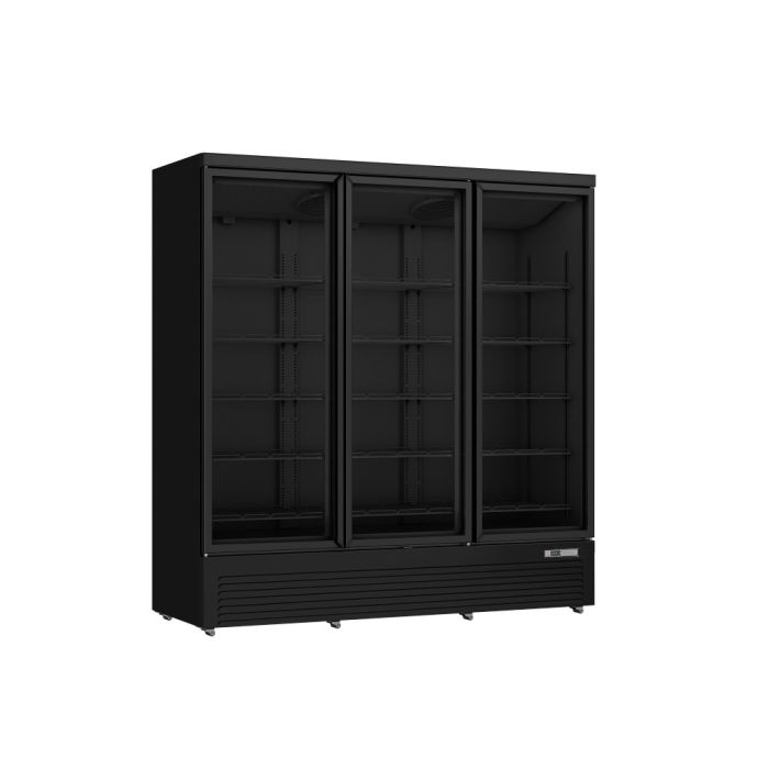 Getränkekühlschrank / Kühlschrank mit 3 Glastüren - schwarz-1