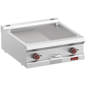 Elektro Grillplatte 1/2 glatt, 1/2 gerillt,  Modul 1/1  -Top- - E7/PM7T-N