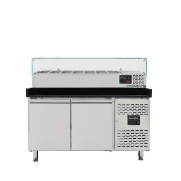 EASYLINE Pizzakühltisch 800 / 3-türig "schwarz" inkl. Kühlaufsatz GN1/3